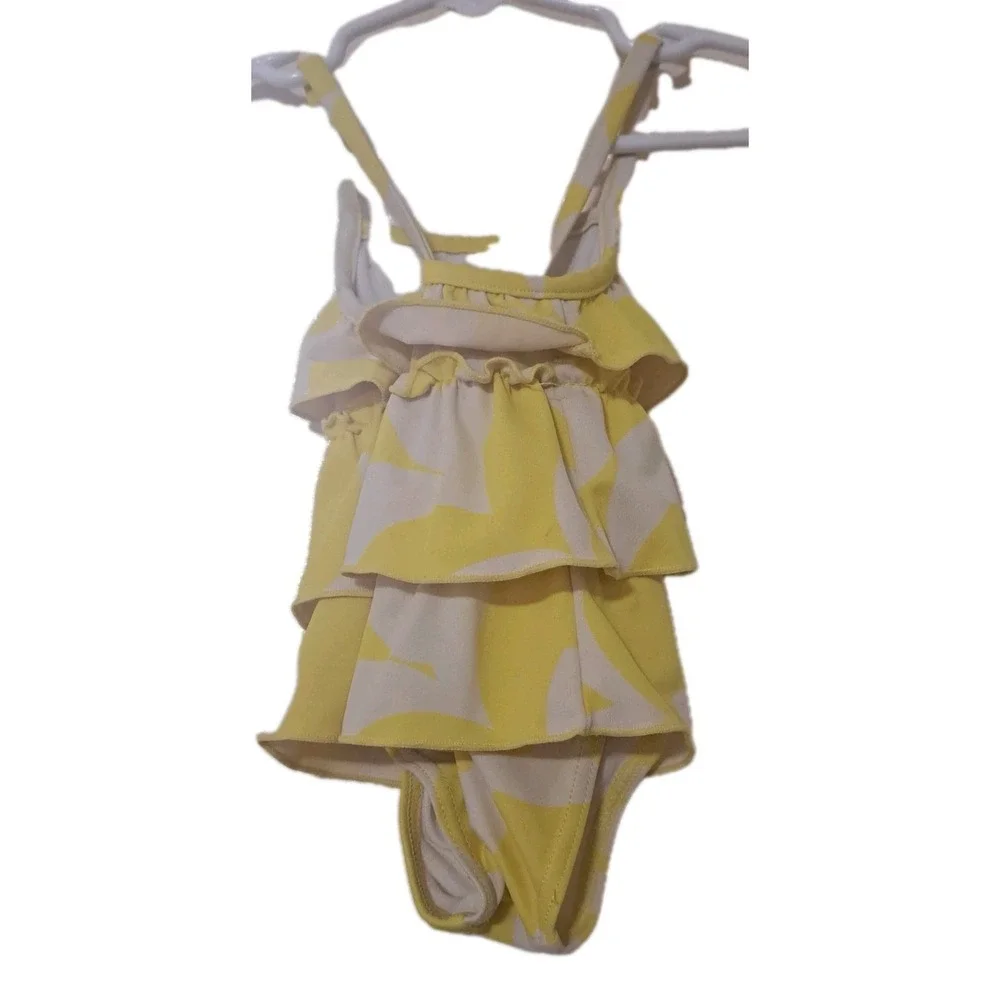 Carter's Baby 3 month yellow White 1 piece Swim suit Ruffle